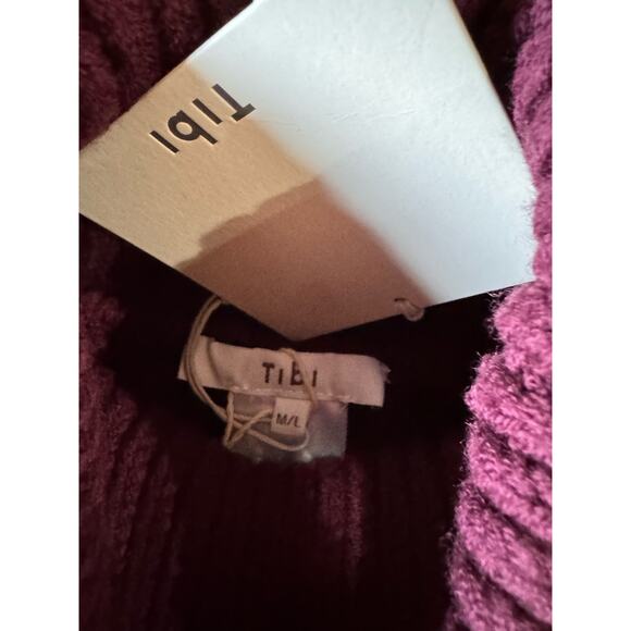 TIBI burgundy Cutout-Back Cable-Knit Wool-Blend Sweater size M/L - Picture 9 of 13